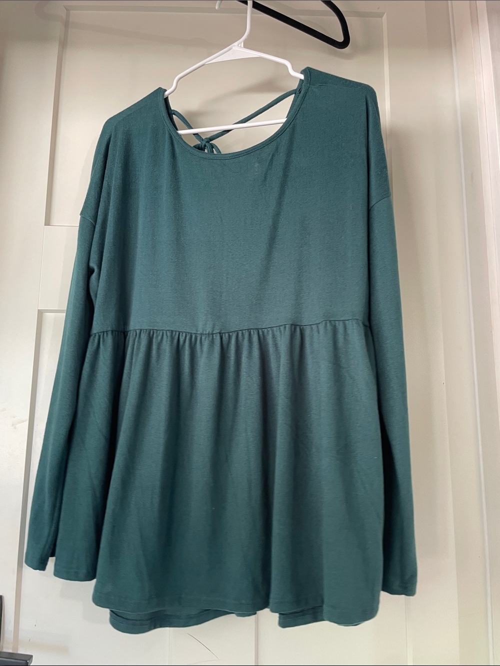 Women's Teal Long-Sleeve Peplum Top
